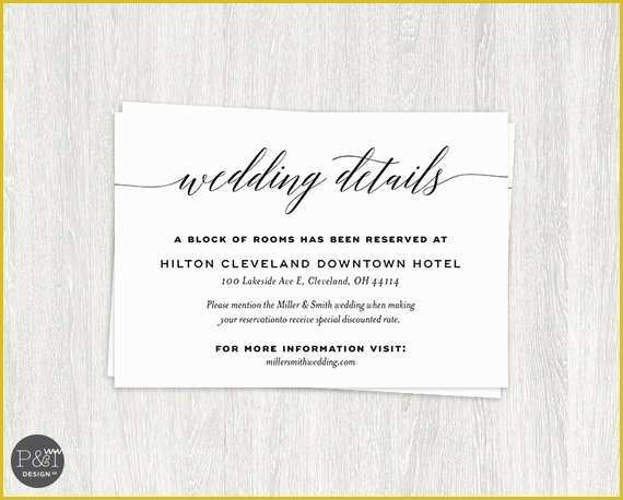 Free Wedding Accommodation Card Template Of Details Ac Modations Wedding Reception Card Insert