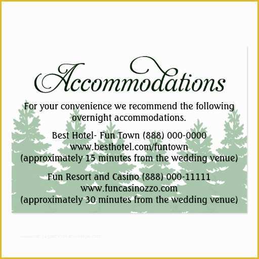 Free Wedding Accommodation Card Template Of forest Wedding Ac Modation Reception Cards