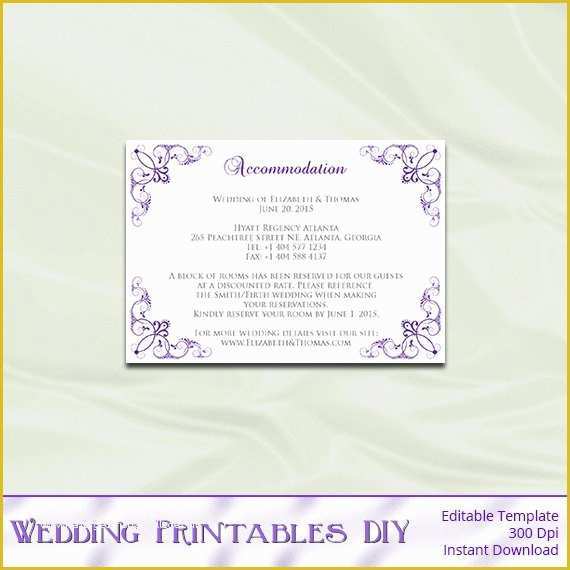 Free Wedding Accommodation Card Template Of Items Similar to Wedding Enclosure Cards Template Diy