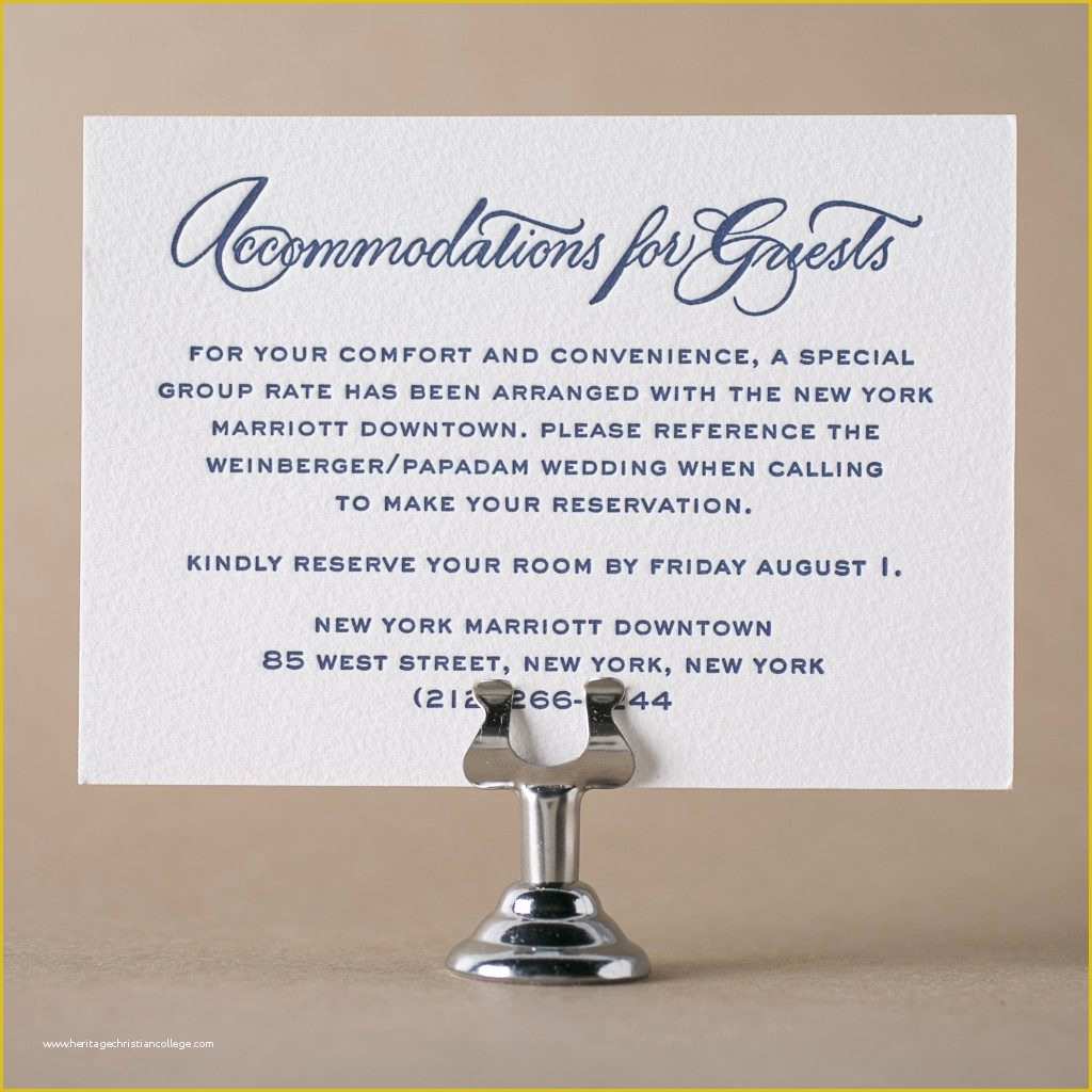 Free Wedding Accommodation Card Template Of Letterpress Direction and Ac Modation Cards From Bella
