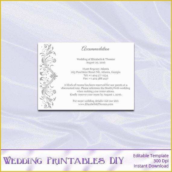Free Wedding Accommodation Card Template Of Silver Wedding Invitation Inserts Template Gray Ac Modation