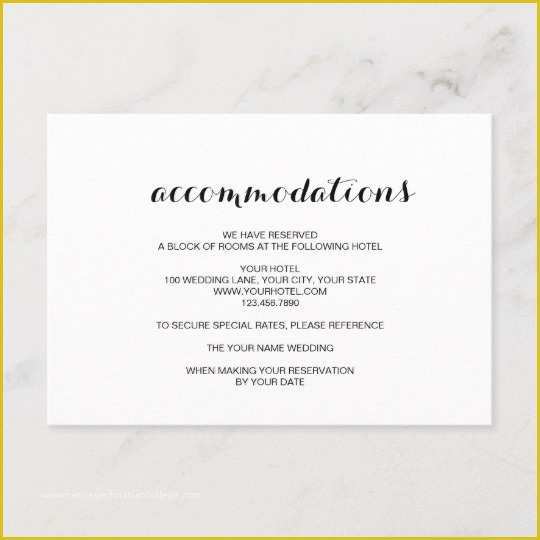 Free Wedding Accommodation Card Template Of Simple Elegant Modern Wedding Ac Modation Card