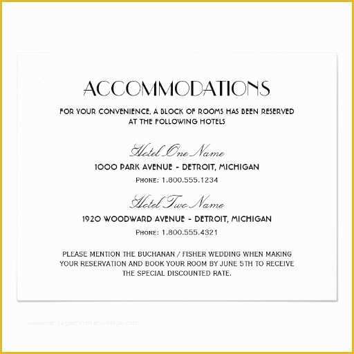Free Wedding Accommodation Card Template Of Wedding Ac Modation Card Art Deco Style