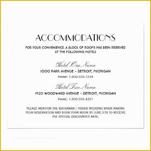 Free Wedding Accommodation Card Template Of Wedding Ac Modation Card Art Deco Style