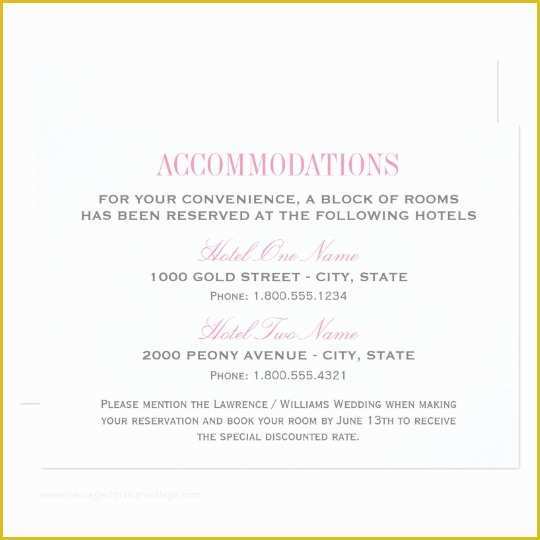 Free Wedding Accommodation Card Template Of Wedding Ac Modation Card Pink and Gray