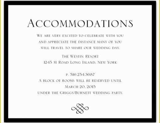 Free Wedding Accommodation Card Template Of Wedding Invitation Ac Modation Card Wording