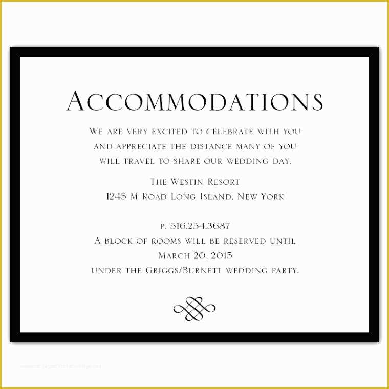 Free Wedding Accommodation Card Template Of Wedding Invitation Ac Modation Card Wording