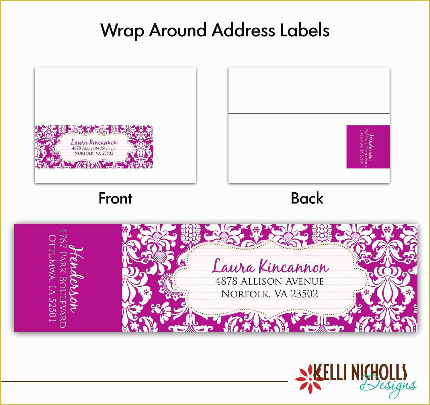 Free Wedding Address Label Templates Of Damask Wedding Wrap Around Address Label by