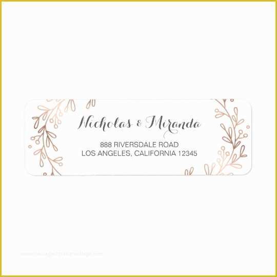 Free Wedding Address Label Templates Of Wedding Return Address Labels Laurel Rose Gold Label