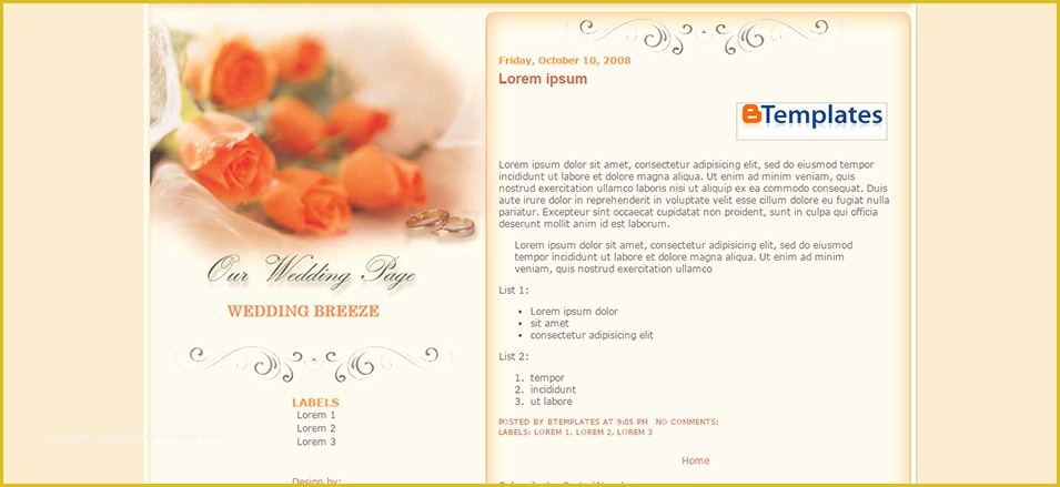 Free Wedding Blogger Templates Of Wedding Blog Website Templates &amp; themes