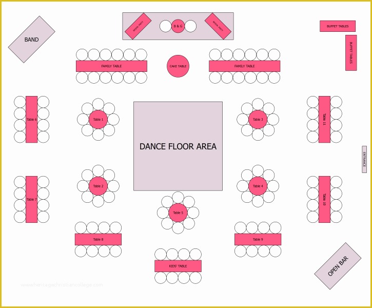 Table Seating Chart For Wedding Reception Template