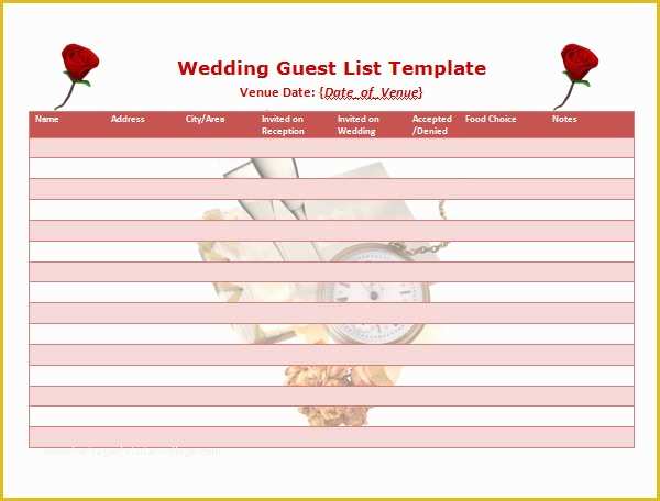 Free Wedding Guest List Template Of 17 Wedding Guest List Templates Pdf Word Excel