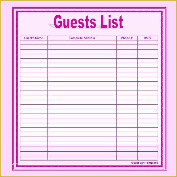Free Wedding Guest List Template Of 17 Wedding Guest List Templates Pdf Word Excel