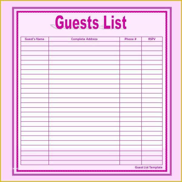 Free Wedding Guest List Template Of 17 Wedding Guest List Templates Pdf Word Excel