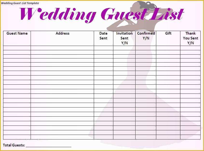 Free Wedding Guest List Template Of 6 Free Wedding Guest List Templates Excel Pdf formats