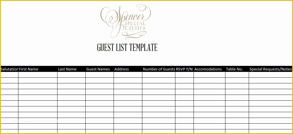 Free Wedding Guest List Template Of 7 Guest List Templates Excel Pdf formats