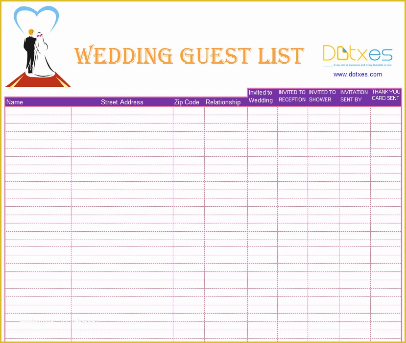 Free Wedding Guest List Template Of Blank Wedding Guest List Template Dotxes