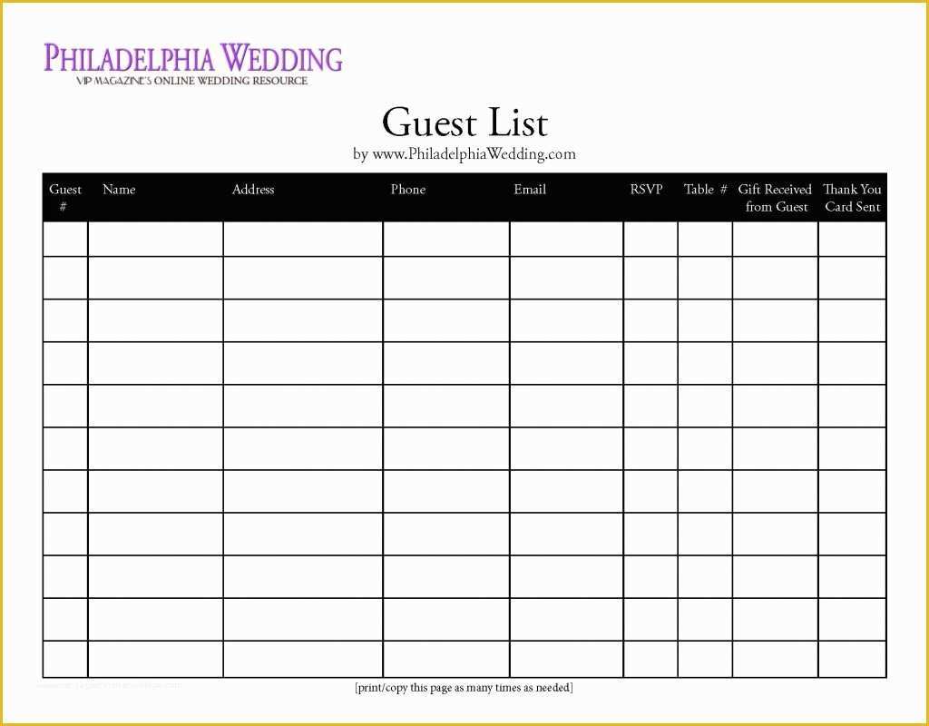 Free Wedding Guest List Template Of Bridal Party List Template Mughals