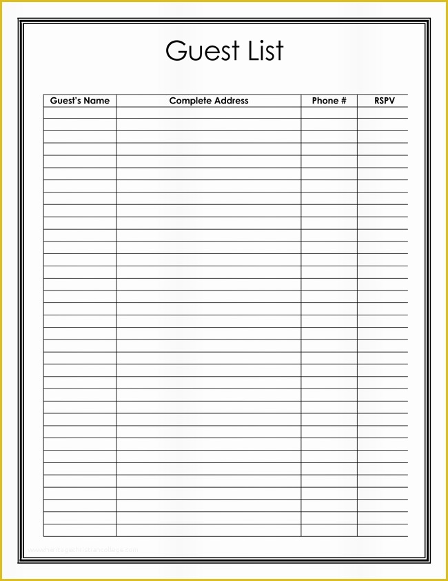 Free Wedding Guest List Template Of Free Wedding Guest List Templates for Word and Excel