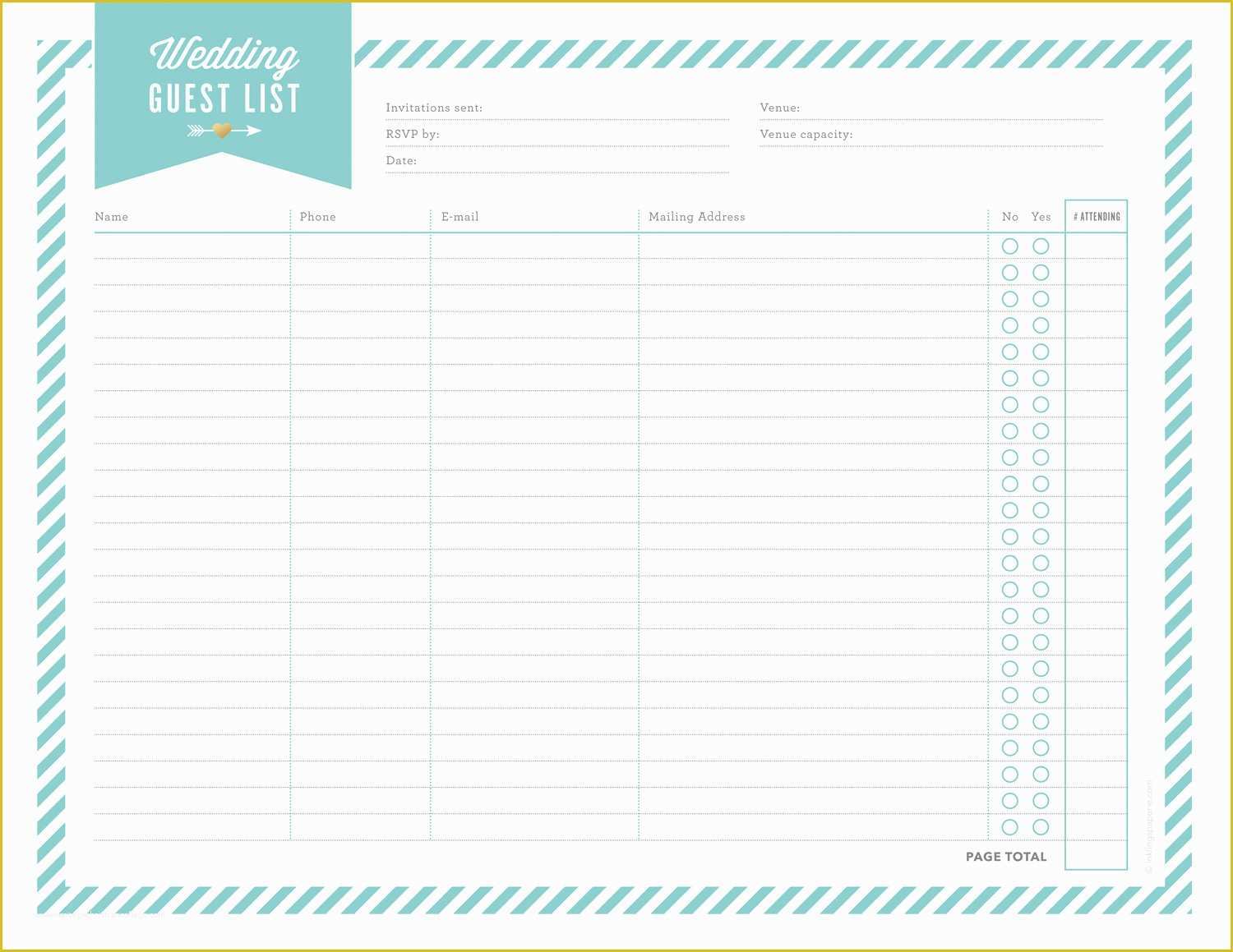Free Wedding Guest List Template Of Free Wedding Planning Printables & Checklists