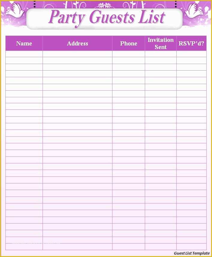 Free Wedding Guest List Template Of Guest List Template Word Excel formats