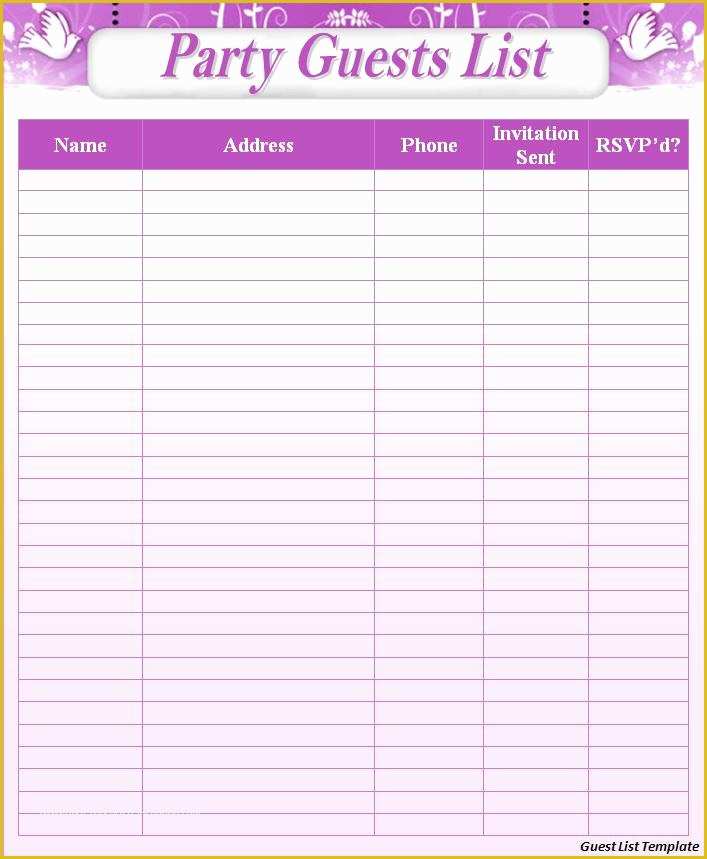Free Wedding Guest List Template Of Guest List Template Word Excel formats