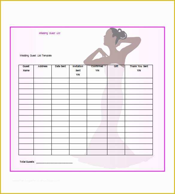 Free Wedding Guest List Template Of Wedding Guest List Template – 10 Free Word Excel Pdf