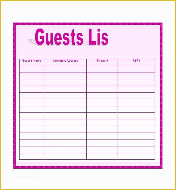 Free Wedding Guest List Template Of Wedding Guest List Template – 10 Free Word Excel Pdf