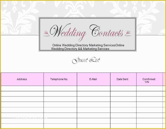Free Wedding Guest List Template Of Wedding Guest List Template 6 Free Sample Example