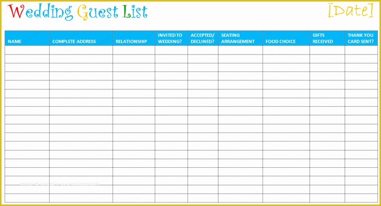 Free Wedding Guest List Template Of Wedding Guest List Template