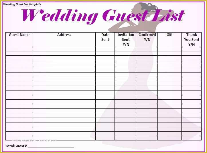 Free Wedding Guest List Template Of Wedding Guest List Template Word Excel formats