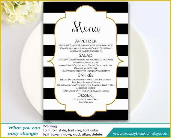 Free Wedding Menu Templates for Microsoft Word Of Diy Printable Wedding Menu Template Instant Download