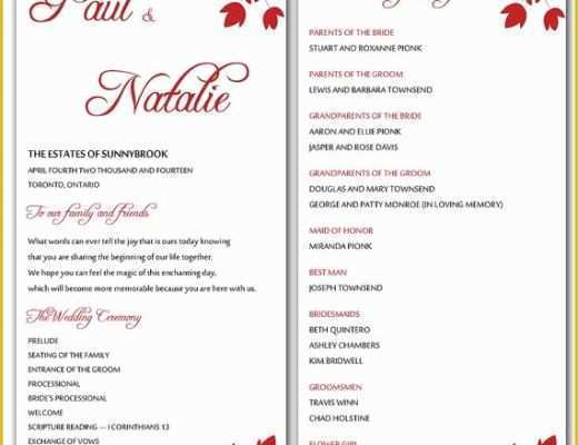 Free Wedding Menu Templates for Microsoft Word Of Diy Red Wild Flowers Wedding Program Microsoft Word