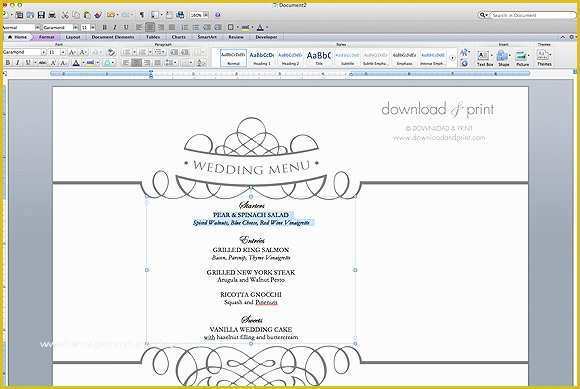 Free Wedding Menu Templates for Microsoft Word Of Free Wedding Menu Template