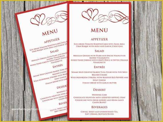 Free Wedding Menu Templates for Microsoft Word Of Heart Wedding Menu Card Template Wedding Reception Menu