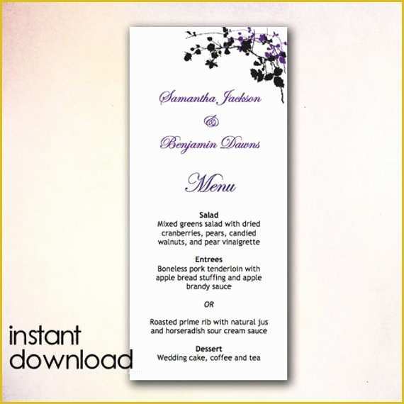 Free Wedding Menu Templates for Microsoft Word Of Items Similar to Diy Wedding Menu Template Instant