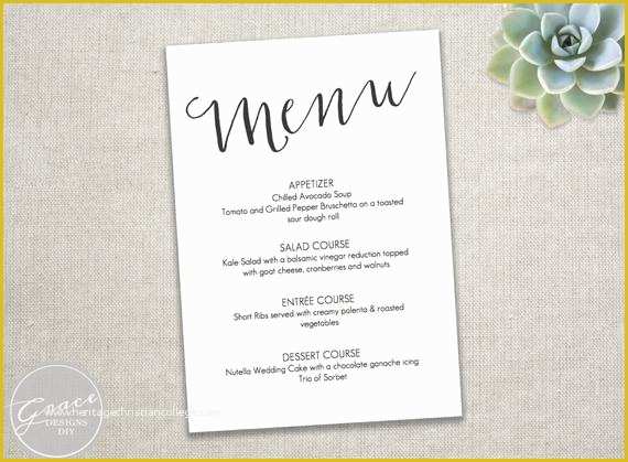 Free Wedding Menu Templates for Microsoft Word Of Printable Black Menu Template Slant Calligraphy Style