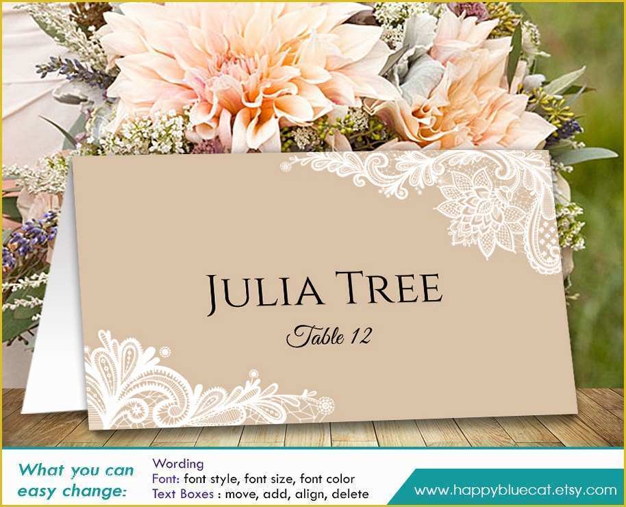 Free Wedding Place Card Template Of Diy Printable Wedding Place Card Template Instant Download