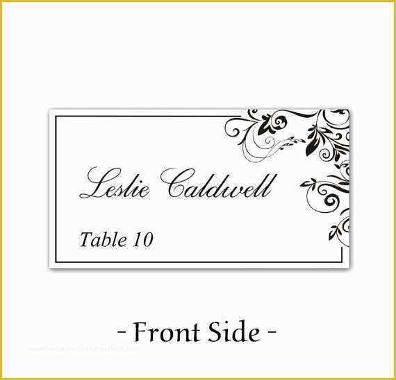 Free Wedding Place Card Template Of Instant Download Classic Elegance Black Leaf ornate