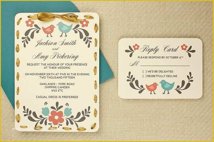 Free Wedding Postcard Template Of Diy Folksy Wedding Invitation &amp; Rsvp Card