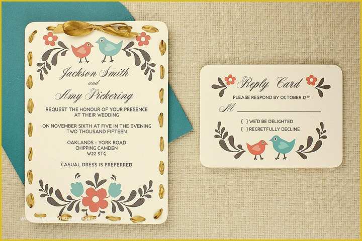 Free Wedding Postcard Template Of Diy Folksy Wedding Invitation & Rsvp Card