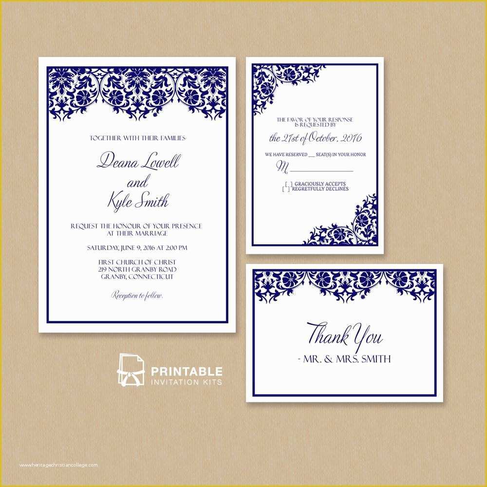 Free Wedding Postcard Template Of Free Pdf Damask Frame Wedding Invitation Templates – Set