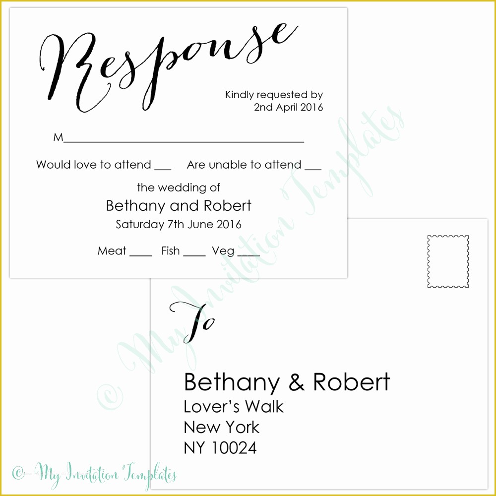 Free Wedding Postcard Template Of Free Rsvp Template Reeviewer