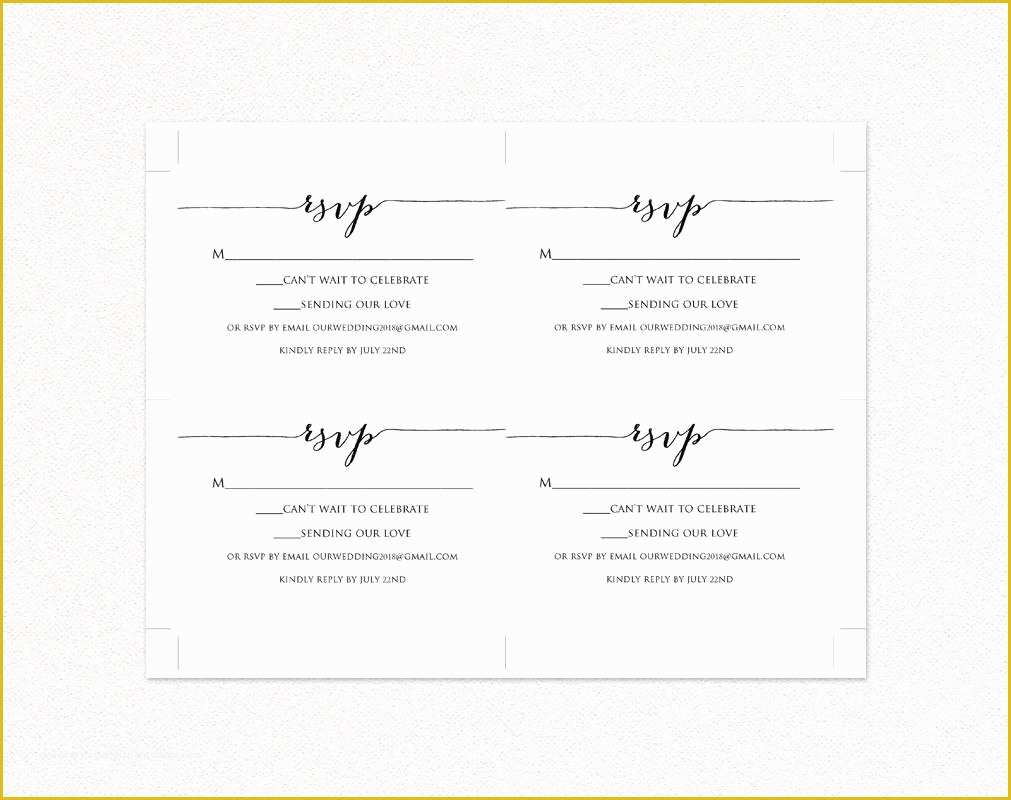 Free Wedding Postcard Template Of Rsvp Card Printable Template · Wedding Templates and