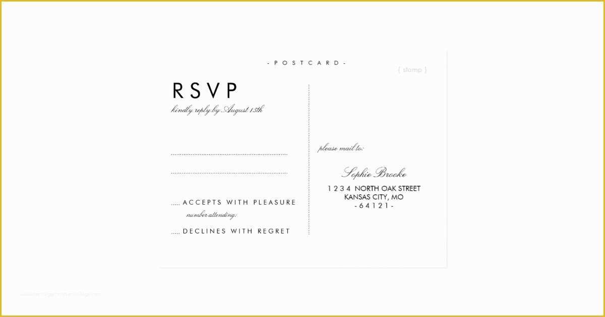 Free Wedding Postcard Template Of Simple Chic Wedding Rsvp Postcard Template