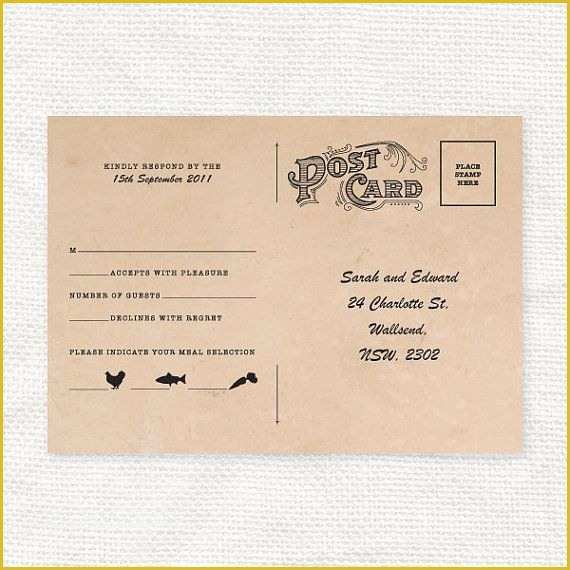 Free Wedding Postcard Template Of Vintage Style Wedding Rsvp Postcard Diy Printable File