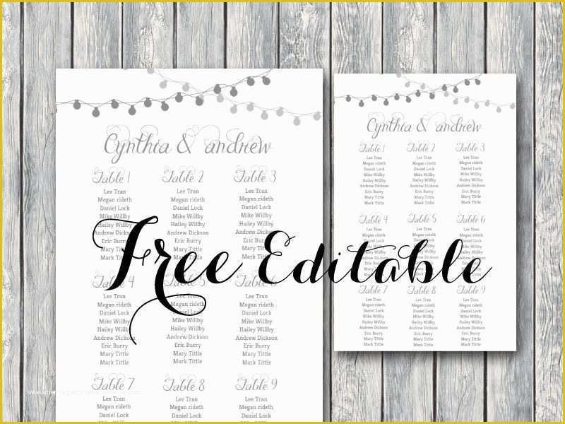 Free Wedding Printables Templates Of Free Night Light Wedding Chart Printable