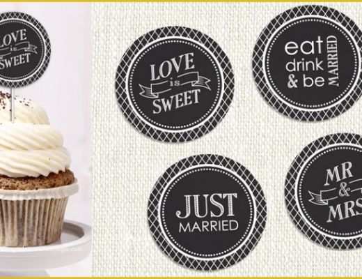 Free Wedding Printables Templates Of Wedding Cupcake toppers On Pinterest