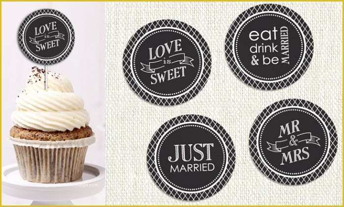 Free Wedding Printables Templates Of Wedding Cupcake toppers On Pinterest