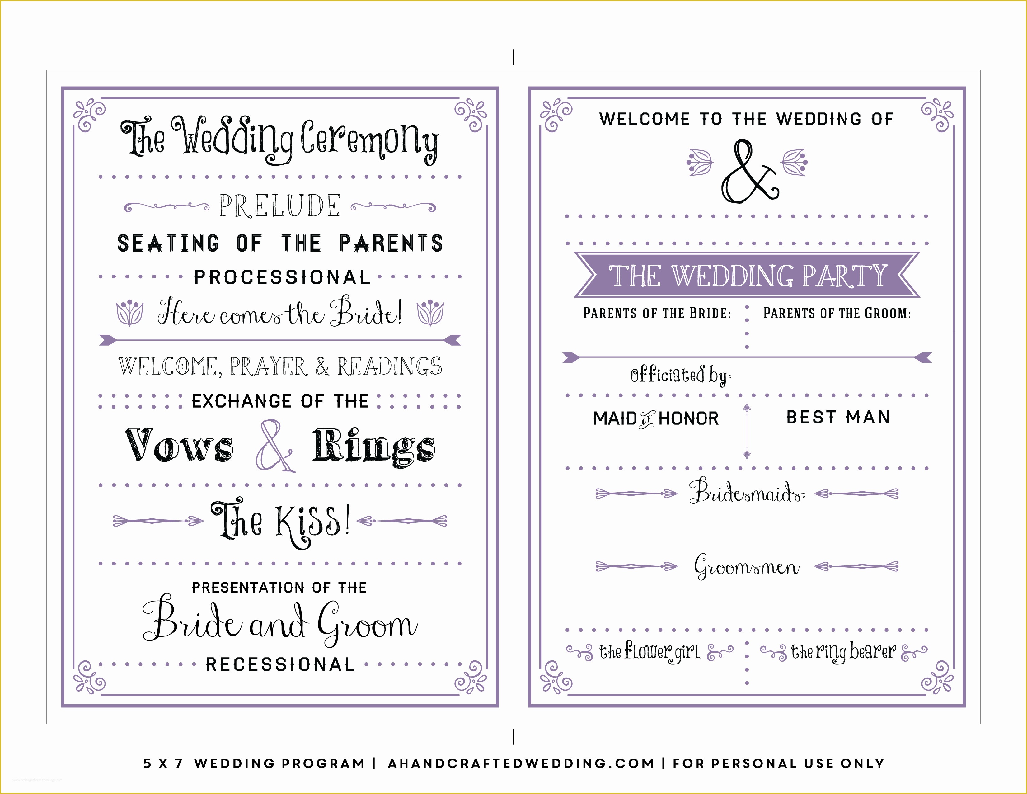 Free Wedding Program Templates Of Free Printable Wedding Program Templates